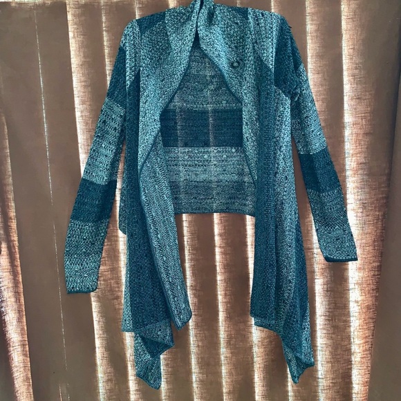 Multi-tone Grey Striped Open Sweater Cardigan size Medium - Picture 1 of 6